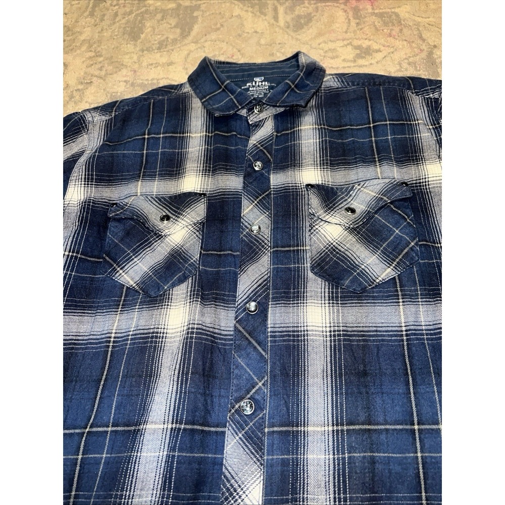 Kuhl Lowdown Shirt Mens Sz Medium Blue  Plaid Flannel Pearl Snap Western Outdoor - Picture 5 of 6